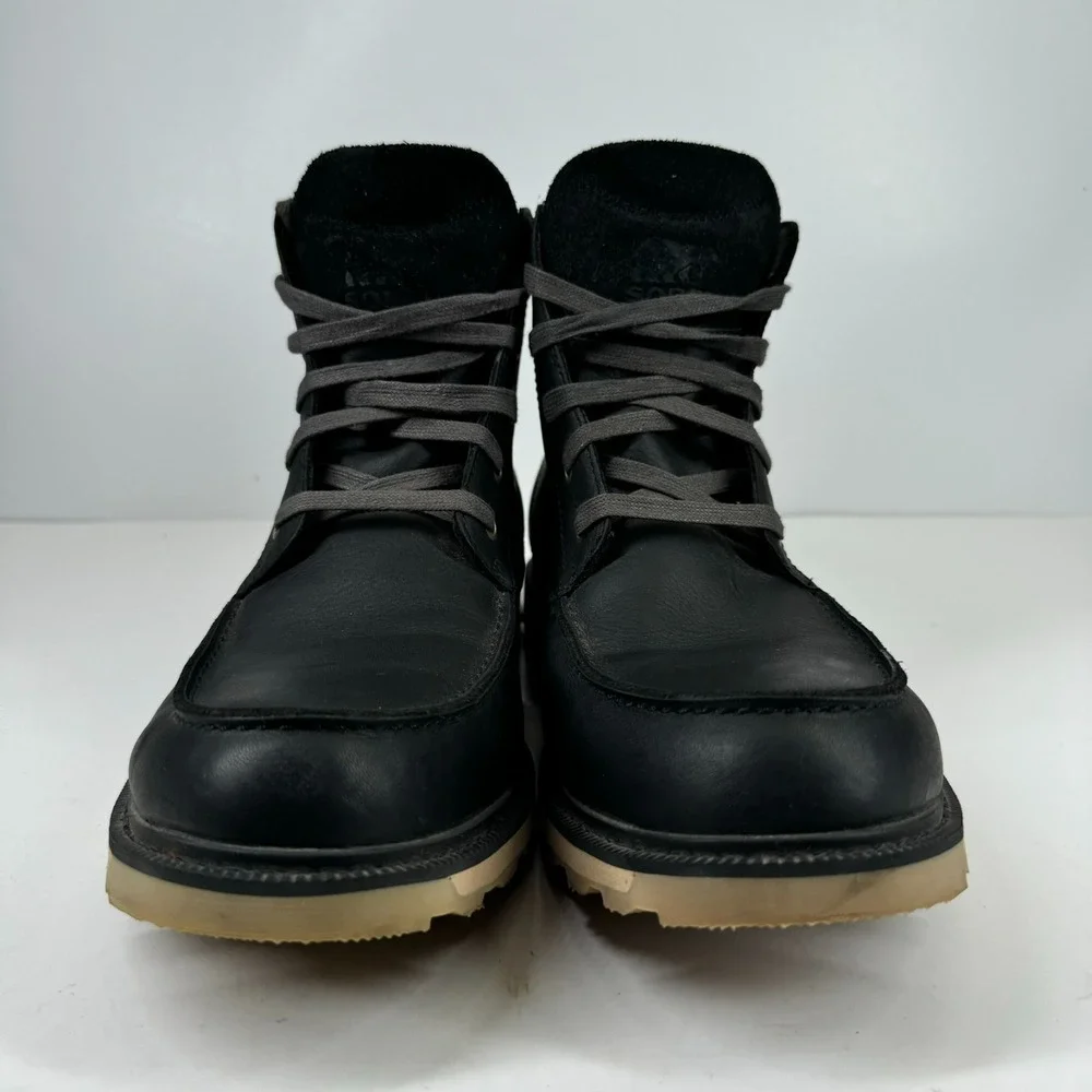 Sorel Madson II Moc Toe Men's 11 Coal Black Leather Waterproof Boots LM6057-010